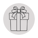 Outline drawing of a gift box icon for gift certificates