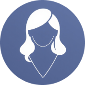 Icon representing a female reviewer, showcasing an empowered woman.