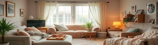 systematic residential cleaning, contentment, organizing, photorealistic, cozy home with family photos and cozy blankets, highly detailed, energetic environment, ultra-realistic textures, pastel hues, ambient lighting, shot with a 35mm lens