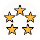Five gold stars in a circle, symbolizing pristine condition on a white background.