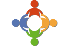 multi colored people in a circle representing partnership and agreement for an icon